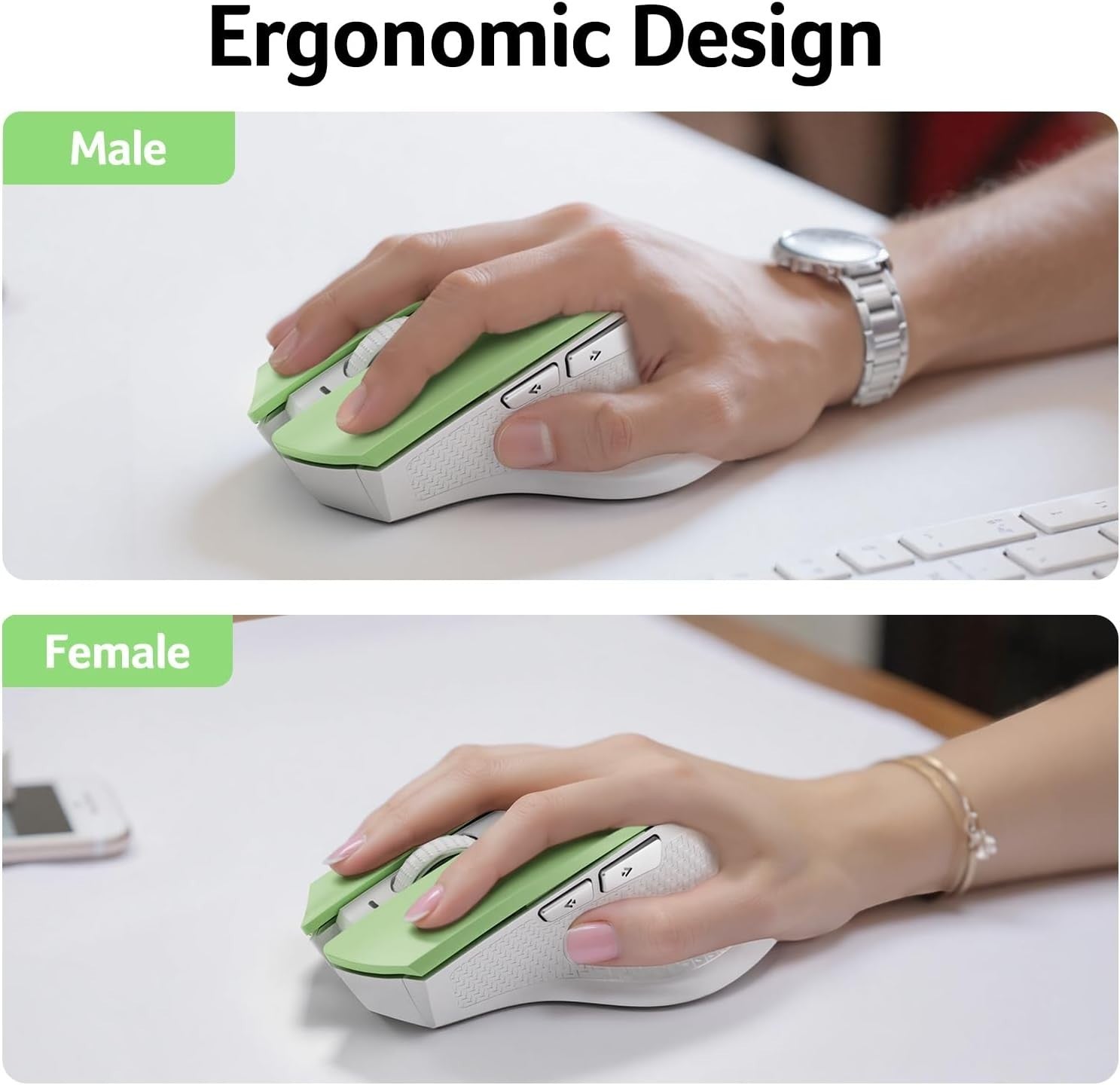 Ergonomic Wireless Mouse 2.4GHz Adjustable DPI 6-Button Comfort Grip PC