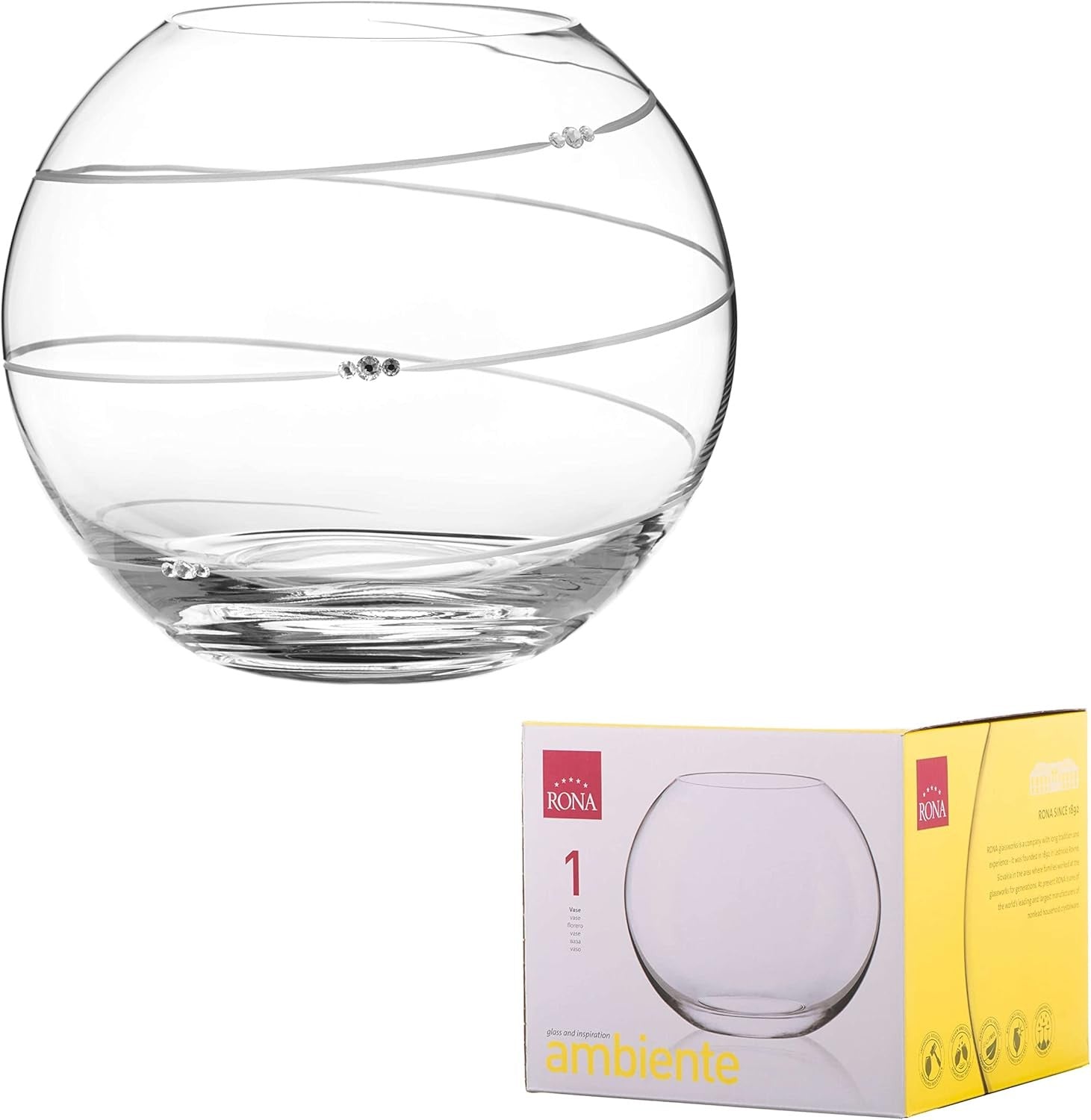Crystal Glass Sphere Vase 20cm Round Bowl Floral Centrepiece Decor