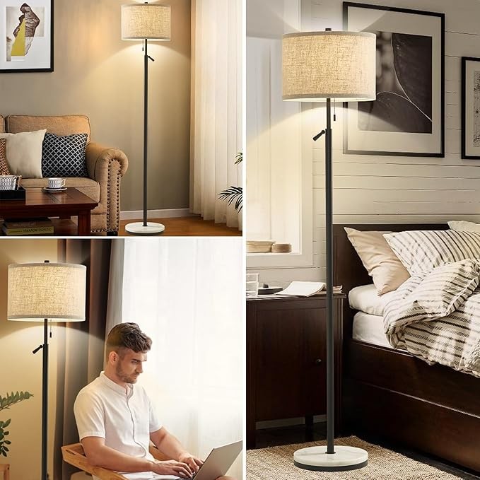 Black Marble Floor Lamp Adjustable Means Pull Chain Standing Light