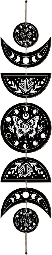 Moon Phase Wall Decor Wooden Boho 7-Piece Butterfly Art