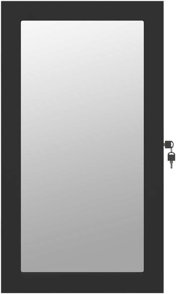LED Jewelry Cabinet Mirror Lockable Wall or Door Mount Organizer Black
