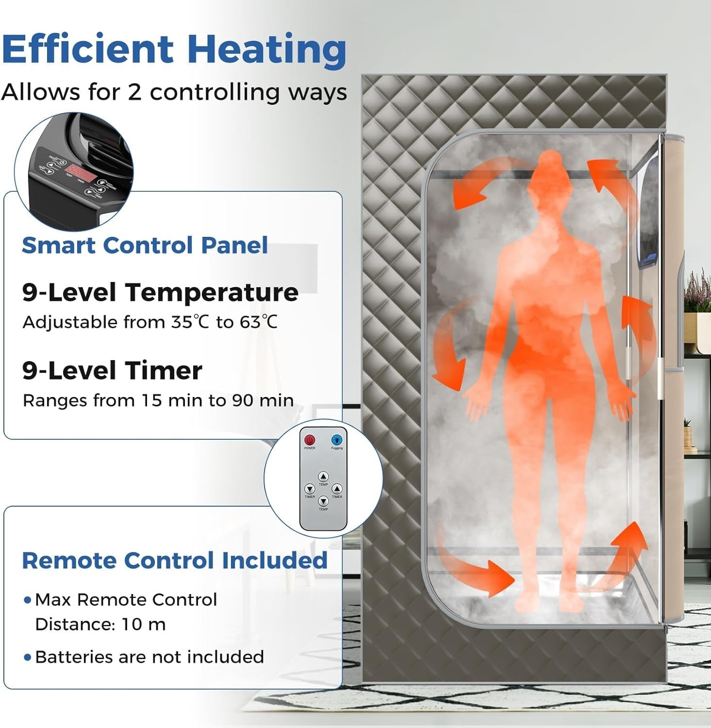 Portable Home Steam Sauna Tent w/ 3L Steamer & Remote – Full Body Detox Spa