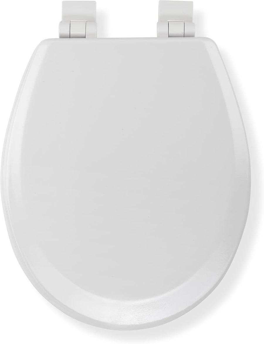 Carron Wooden Toilet Seat White Oval Soft Close Antibacterial Hinges