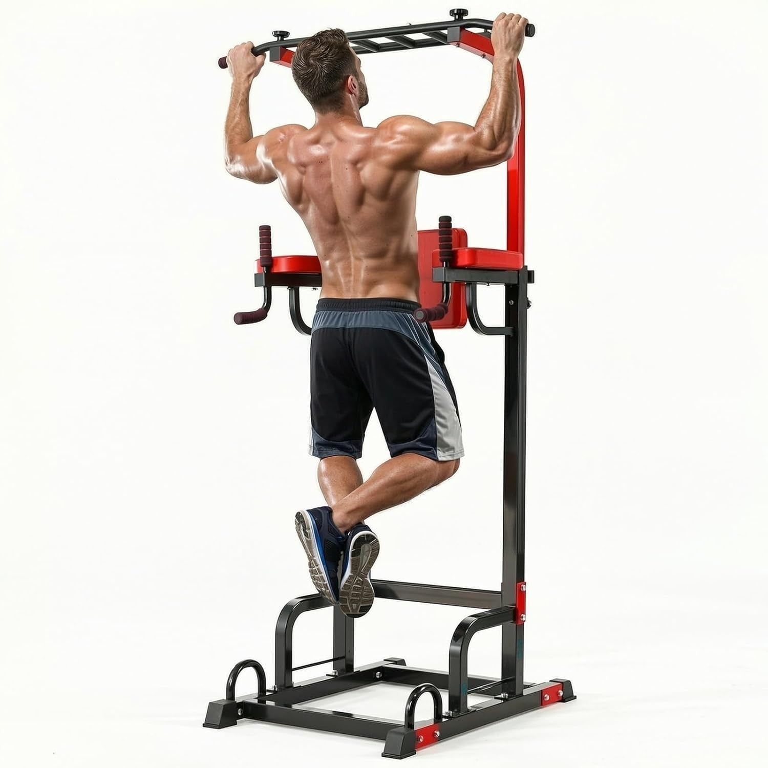 Red Multifunction Power Tower Pull-Up Dip Station Home Gym 200kg