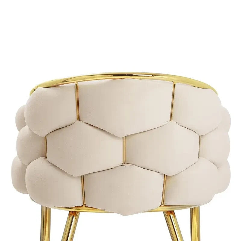 Cream Velvet Accent Armchair with Gold Legs – Padded Modern Lounge Chair