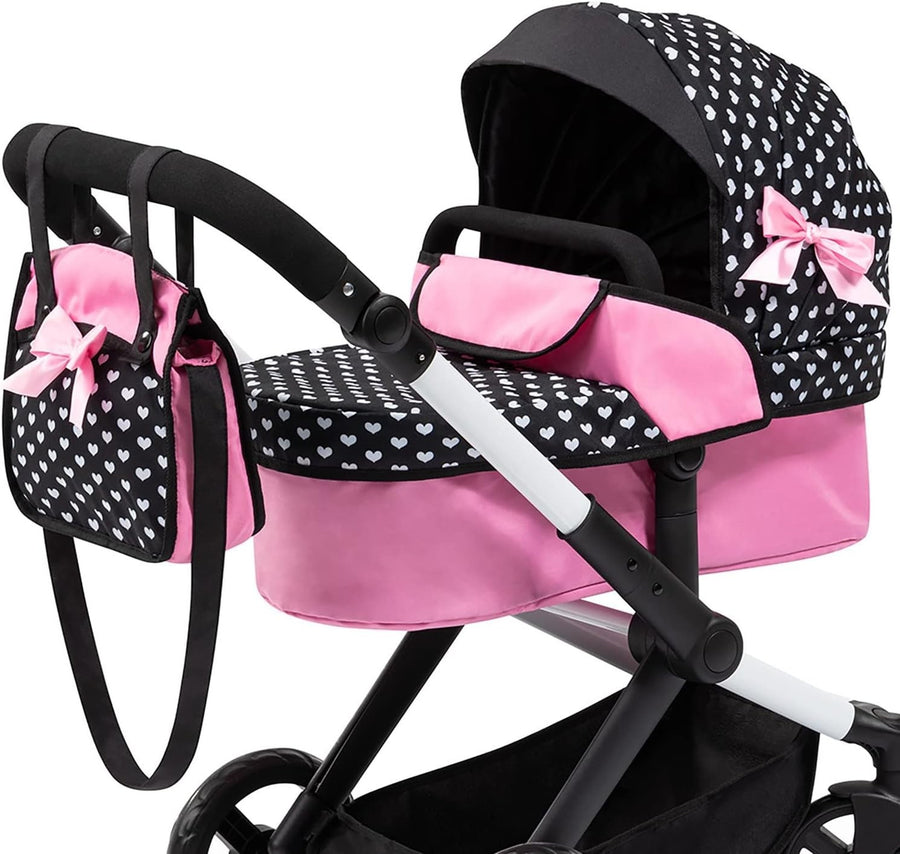 3in1 Dolls Pram Pushchair Carrycot Set Adjustable Handle Tall Toy Buggy