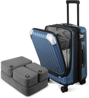 20 Inch Expandable Carry On Cabin Suitcase Spinner Laptop TSA + Organiser Set