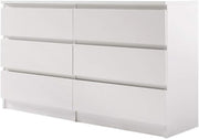 White 6 Drawer Chest | Wide Bedroom Storage Unit | Modern Flat-Pack Cabinet