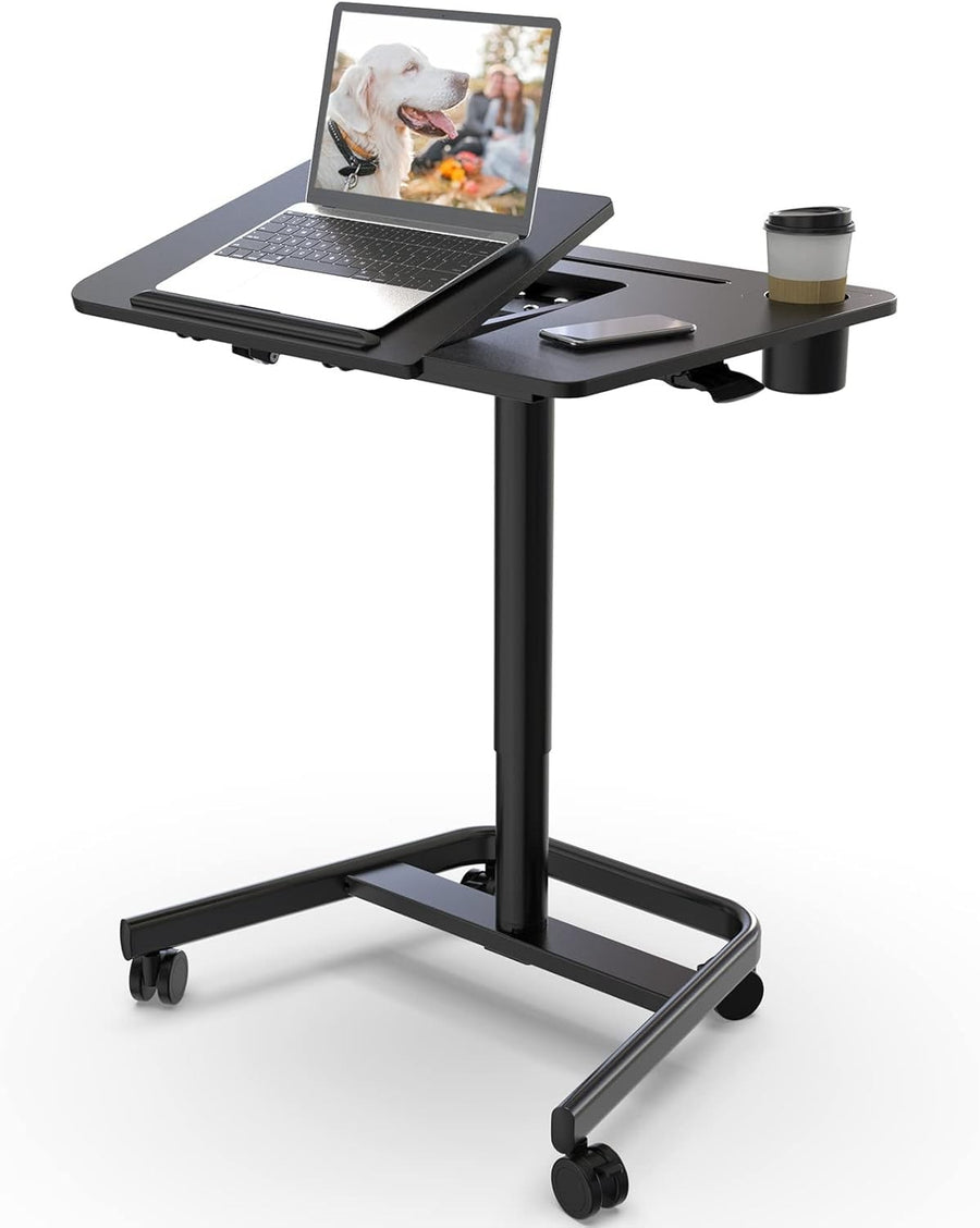 Rolling Standing Laptop Desk Height Adjustable with Wheels Bed Sofa Workstation