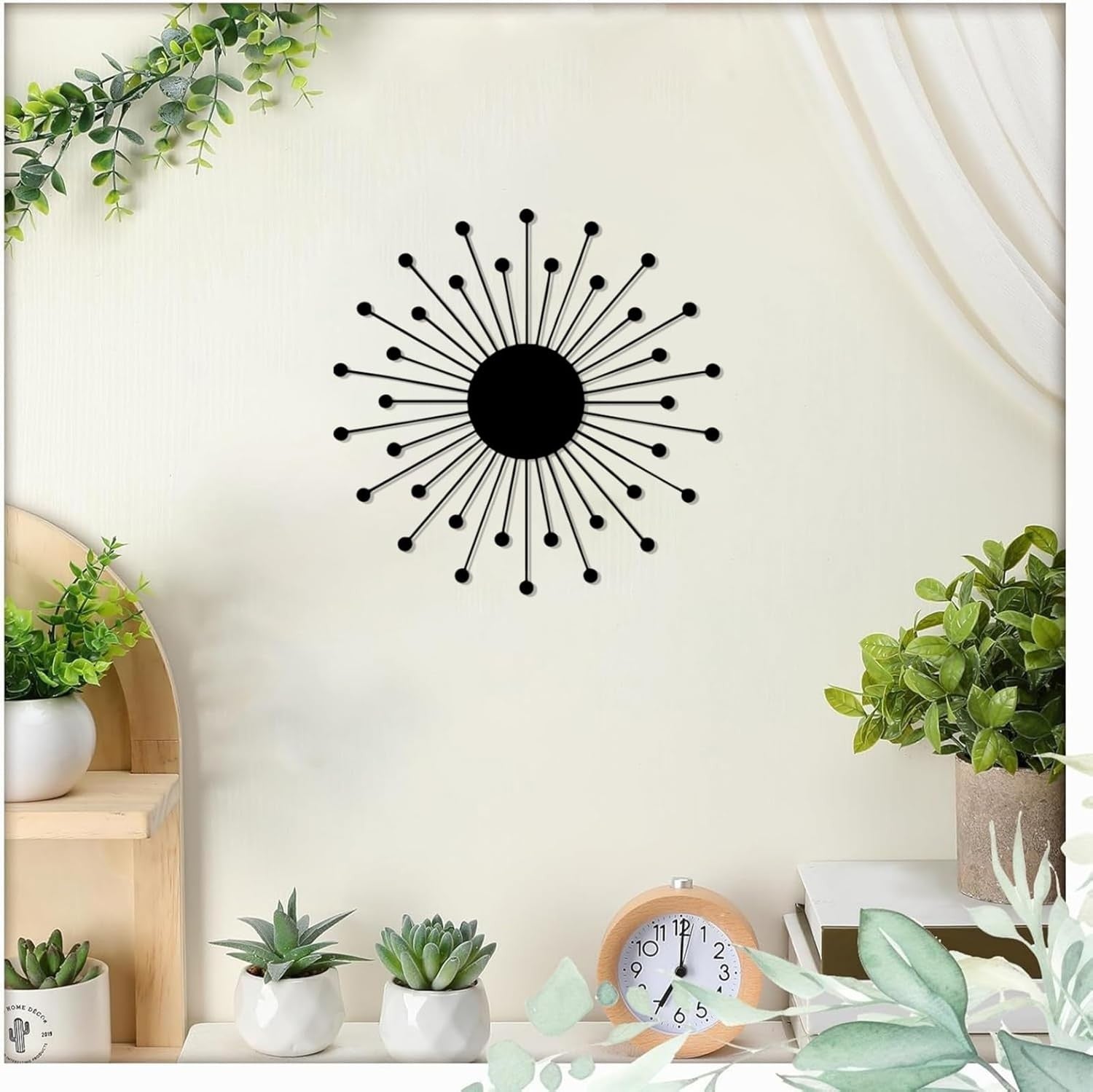 Large Metal Sunburst Wall Art Modern Minimalist Geometric Hanging Decor