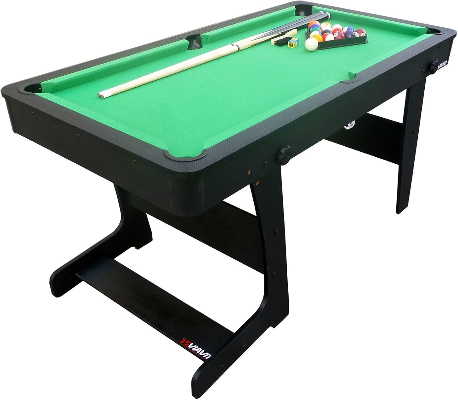 5FT Folding Pool Table Billiards Set Space Saving w Cues Balls