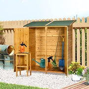 Small Vertical Wooden Garden Shed 140x75cm Lockable Tool Cabinet