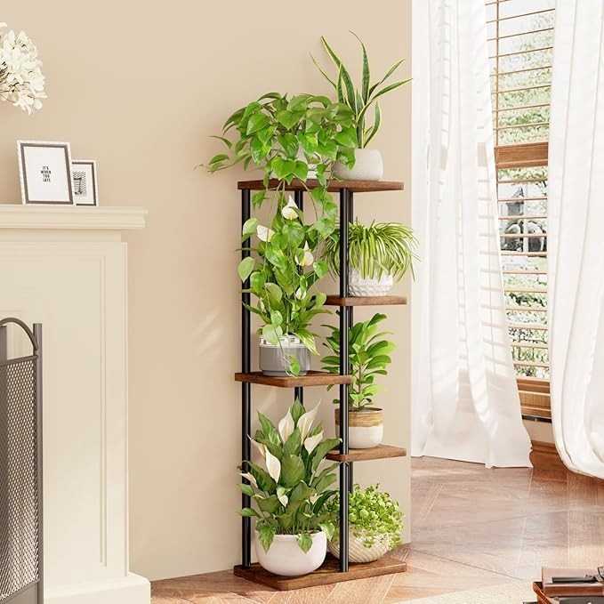 5 Tier Metal Plant Stand Indoor Outdoor Corner Flower Shelf Display Rack