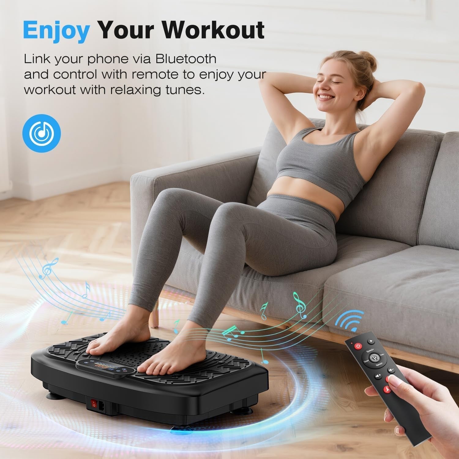 Vibration Plate Exercise Machine 199 Speeds 7 Modes 220KG Bluetooth