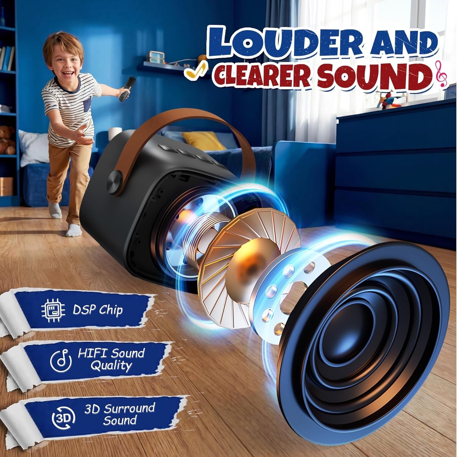 Kids Karaoke Machine 2 Wireless Mics LED Party Speaker Gift