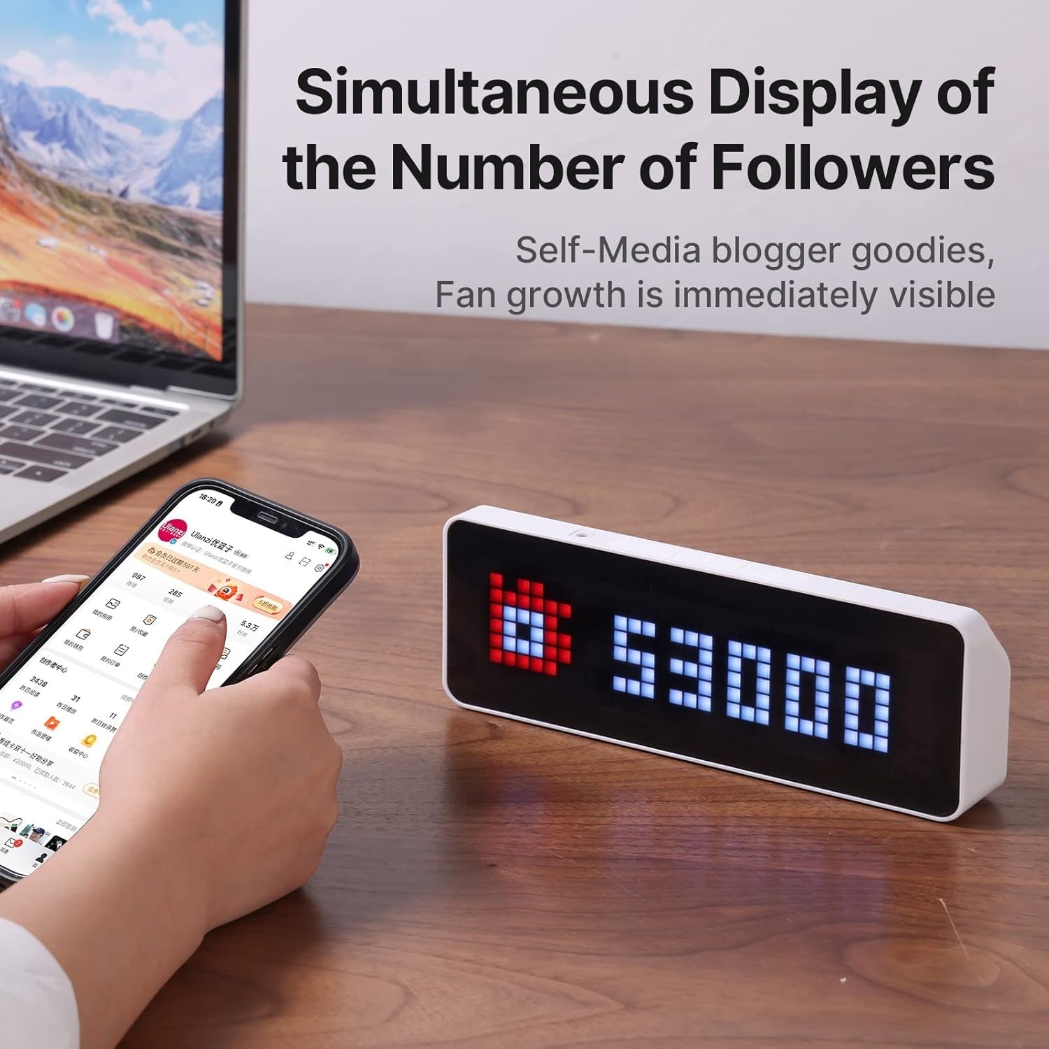Smart Pixel Alarm Clock Retro LED Display Pomodoro Timer Desk Decor