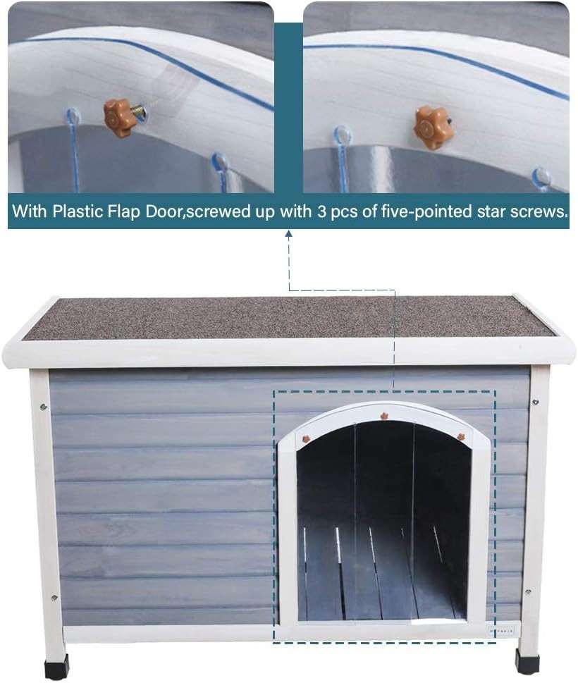 Outdoor Wooden Dog Kennel 103x66x70cm with Removable Floor & Insulated Roof