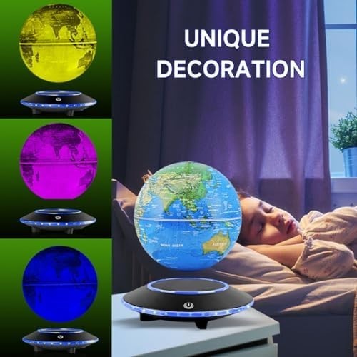 Colorful Magnetic Levitating Globe 7-Color Floating LED Desk Night Light