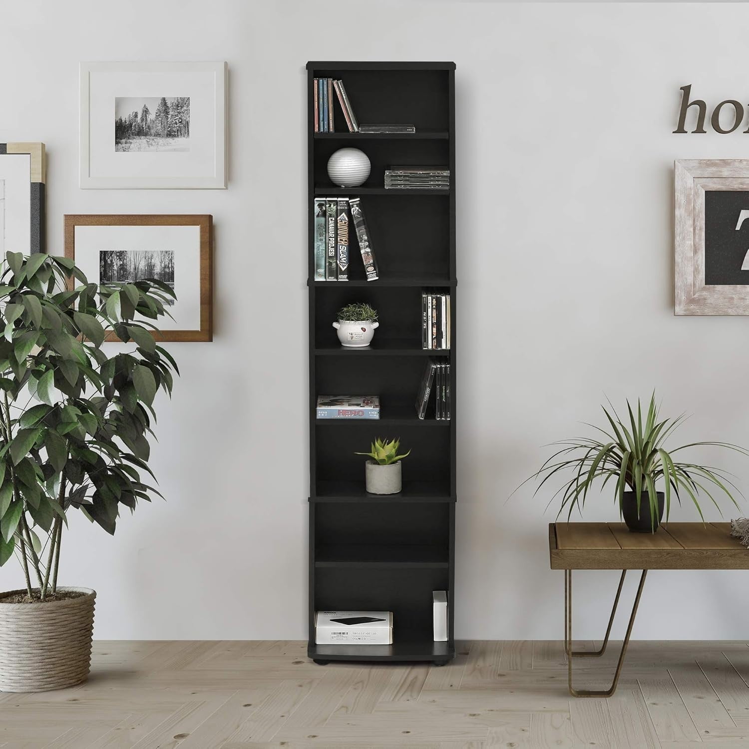 8 Tier CD DVD Storage Tower Adjustable Media Shelf Game Rack Espresso