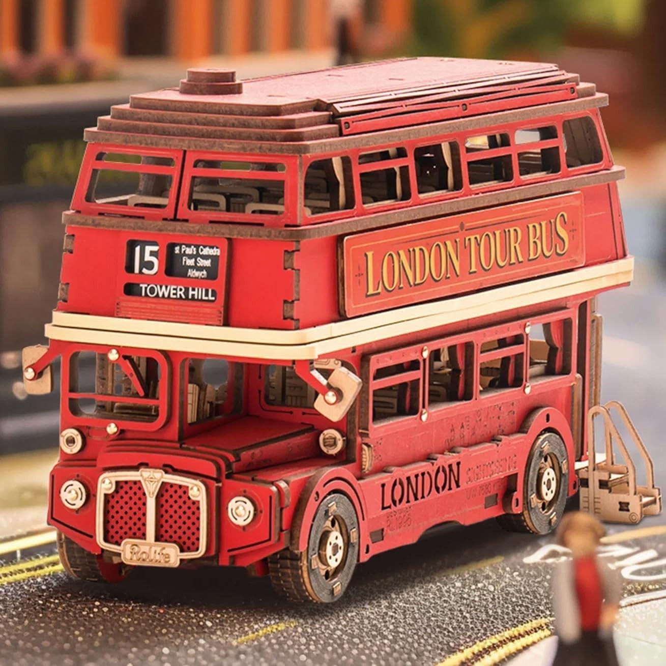 3D Wooden London Bus Model Kit DIY Puzzle for Adults Gift Home Decor