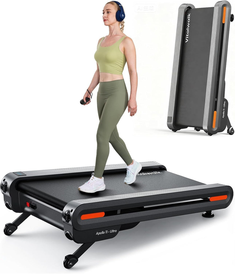 Under Desk Treadmill 110x46cm Full Deck Walking Pad Auto Incline Home Office