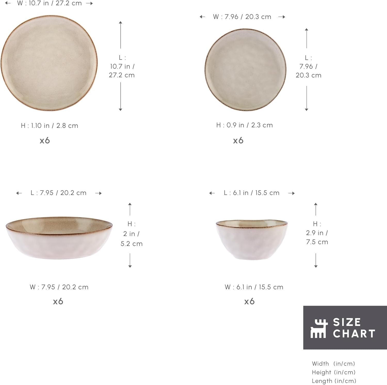 24pc Stoneware Dinner Set Plates Bowls Reactive Glaze Tableware for 6