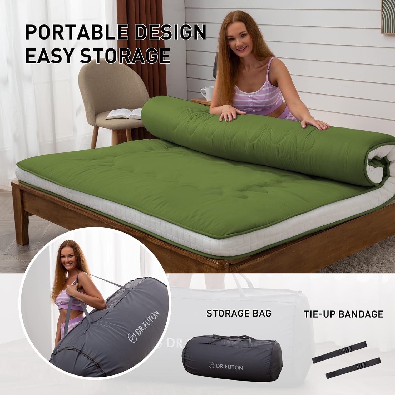 Extra Thick Japanese Floor Futon Mattress Roll Up Twin Bed Mat