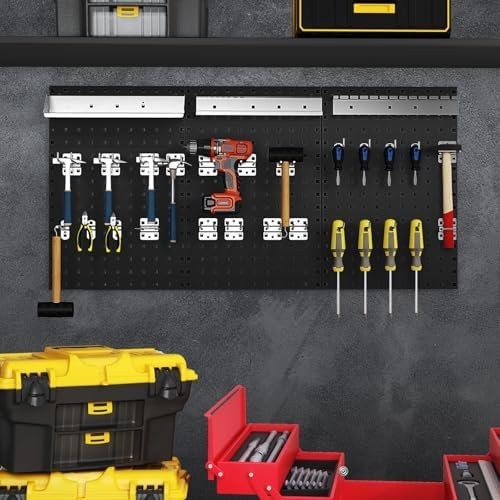 Wall-Mounted Pegboard 120x60cm 31-Piece Metal Tool Rack Organizer Kit