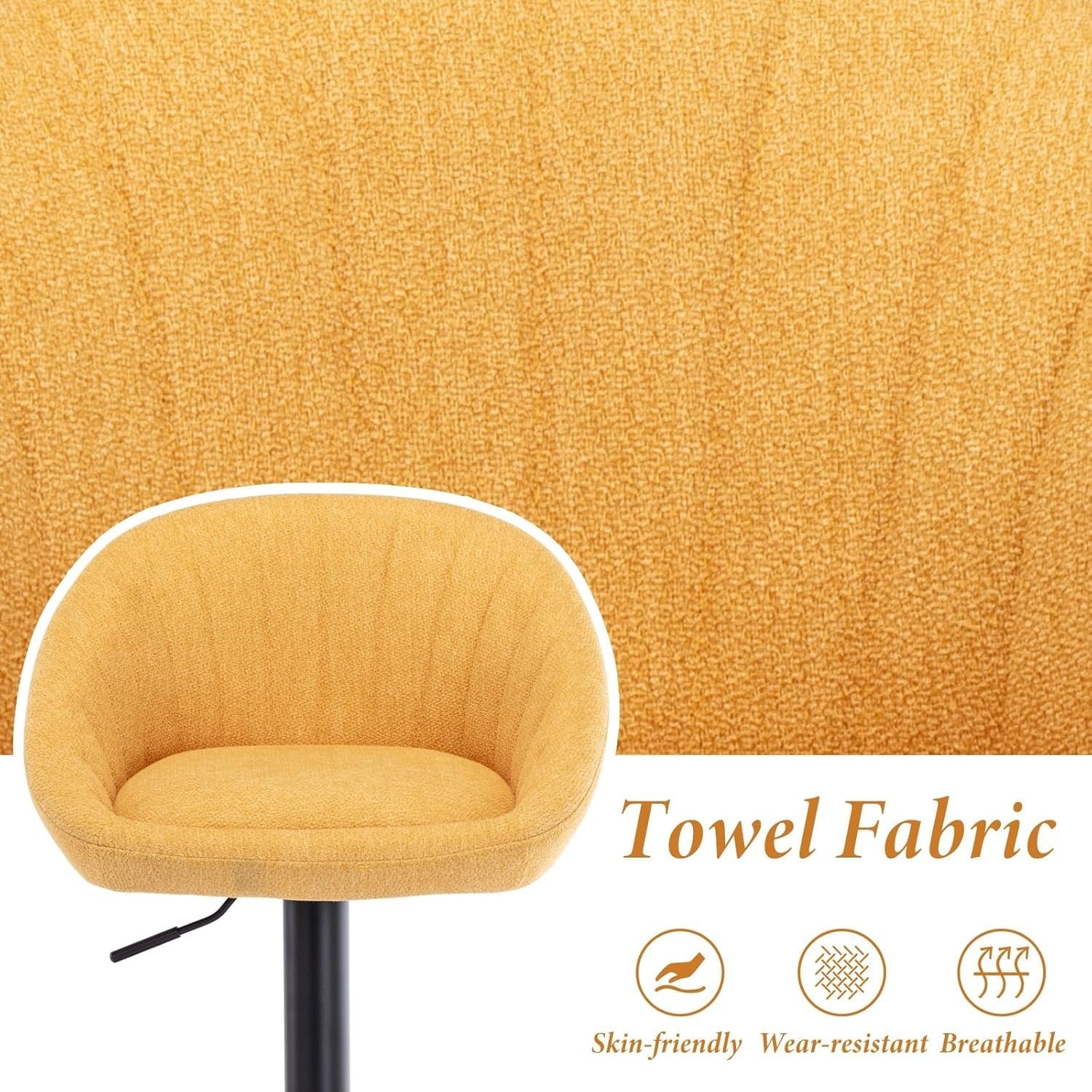 Yellow Modern L-Shaped Bar Stools Set of 4 – Comfortable Swivel Seats