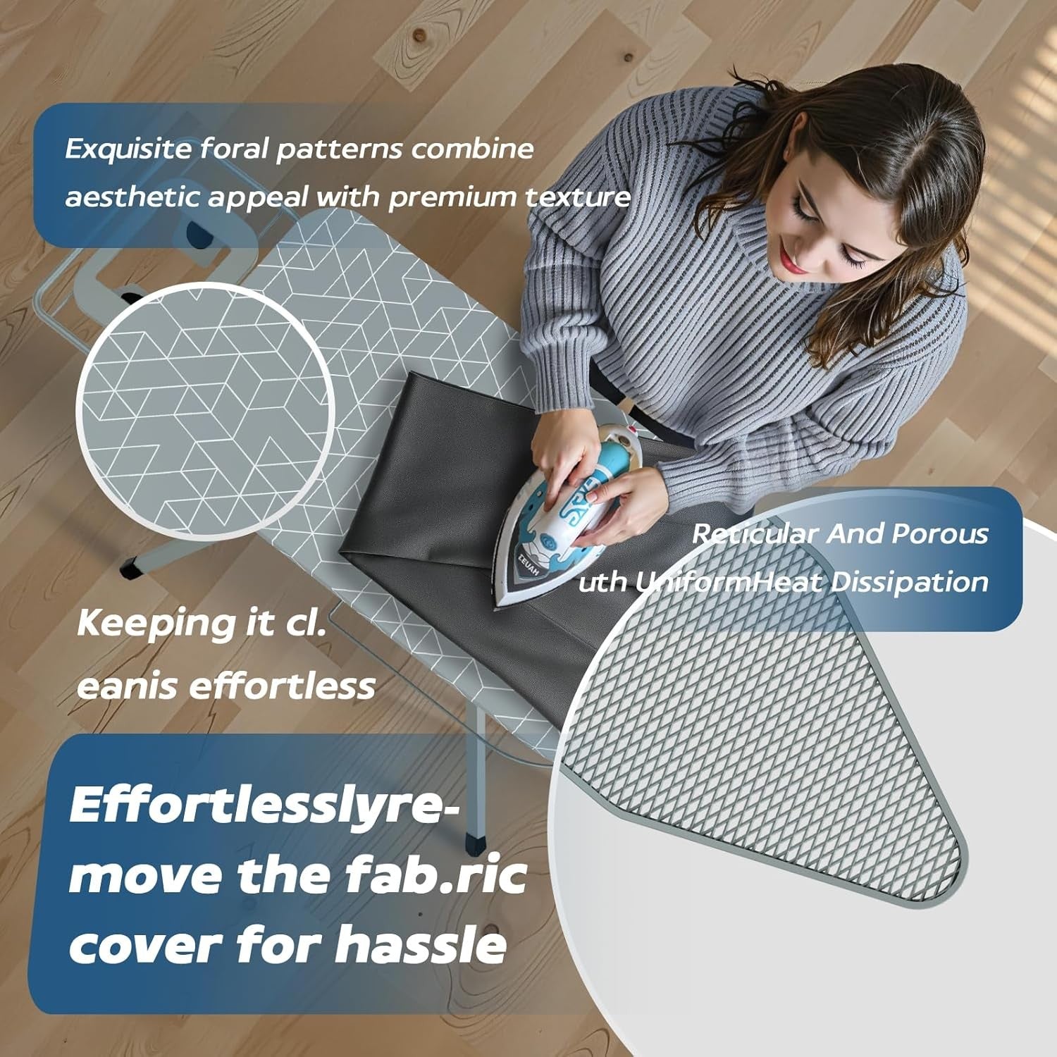 Ironing Board Height Adjustable Foldable Anti-Closing Non-Slip 120x45cm