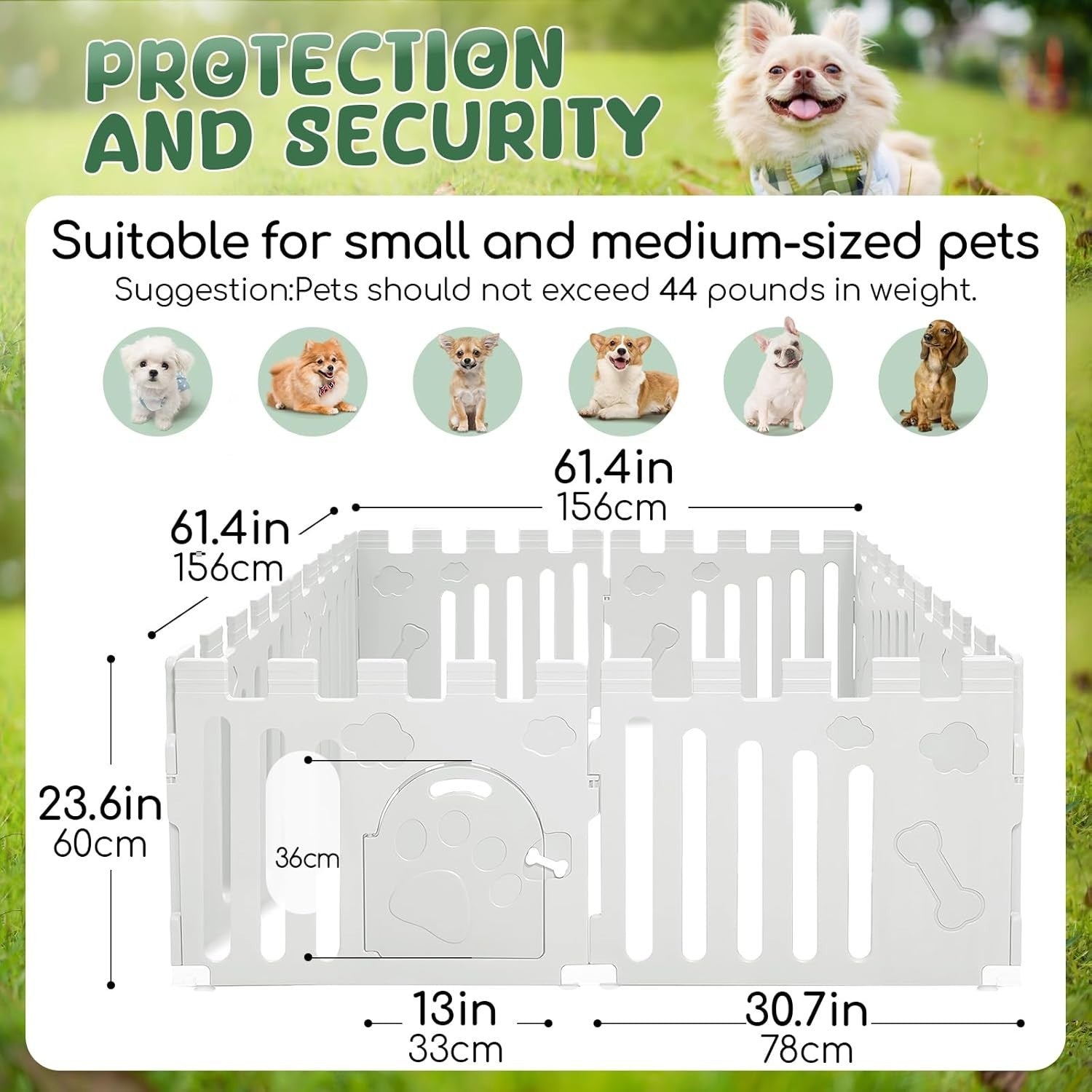 8 Panel Dog Playpen with Door – Large Indoor Pet Fence, Non-Slip & Secure Gate