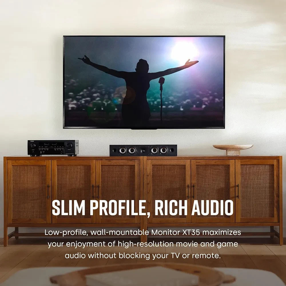 Slim Center Channel Speaker Hi-Res Audio Dolby Atmos Wall Mount