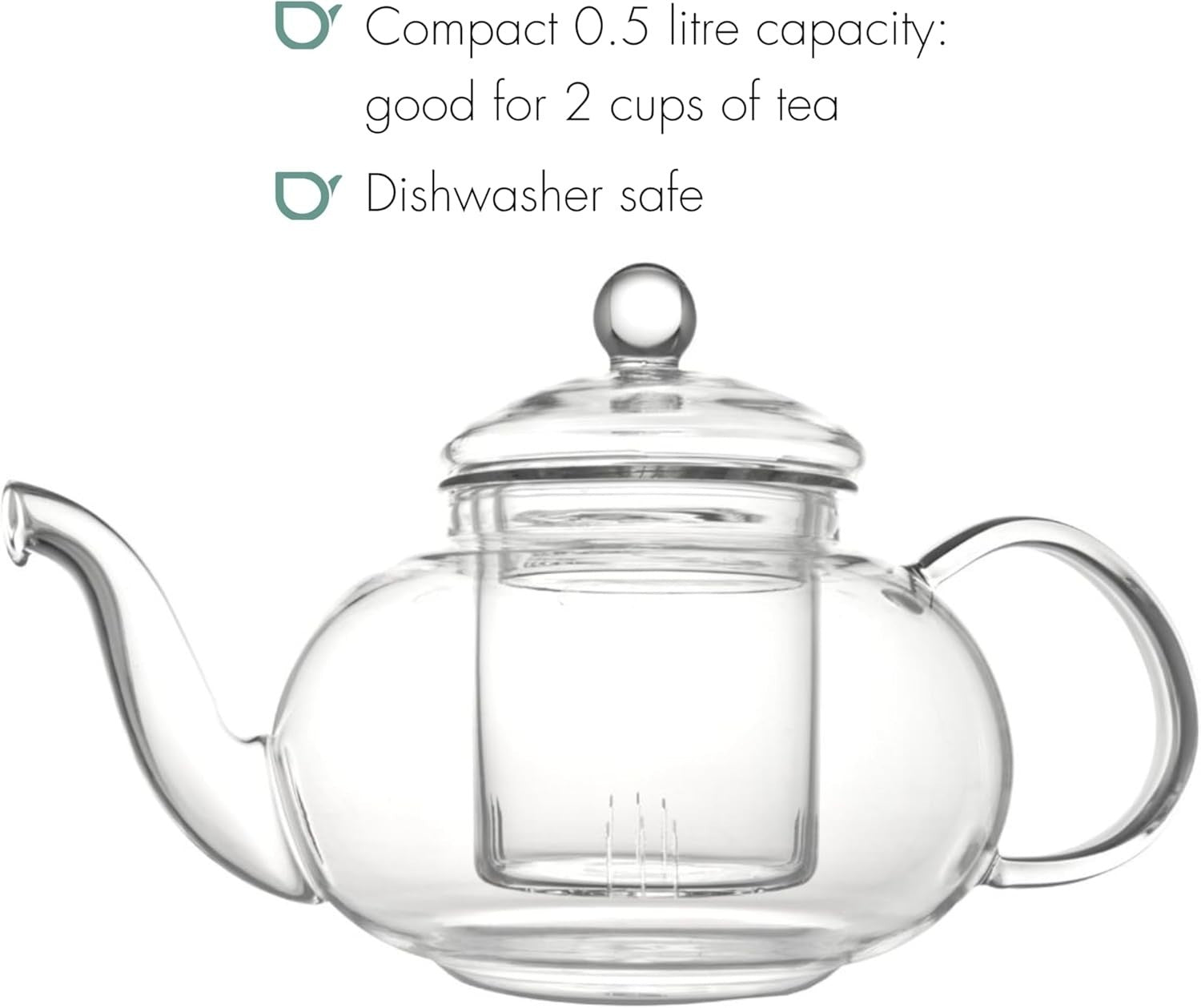 1.5L Glass Teapot with Filter Borosilicate Tea Pot Dishwasher Safe