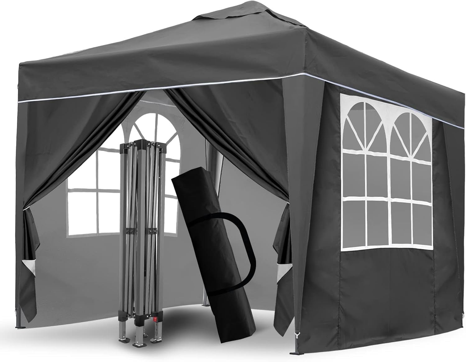 3x3M Grey Pop Up Gazebo With Removable Sides Fully Waterproof Outdoor Tent