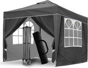3x3M Grey Pop Up Gazebo With Removable Sides Fully Waterproof Outdoor Tent