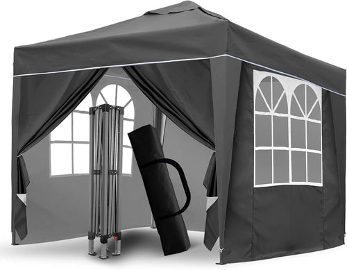 3x3M Grey Pop Up Gazebo With Removable Sides Fully Waterproof Outdoor Tent