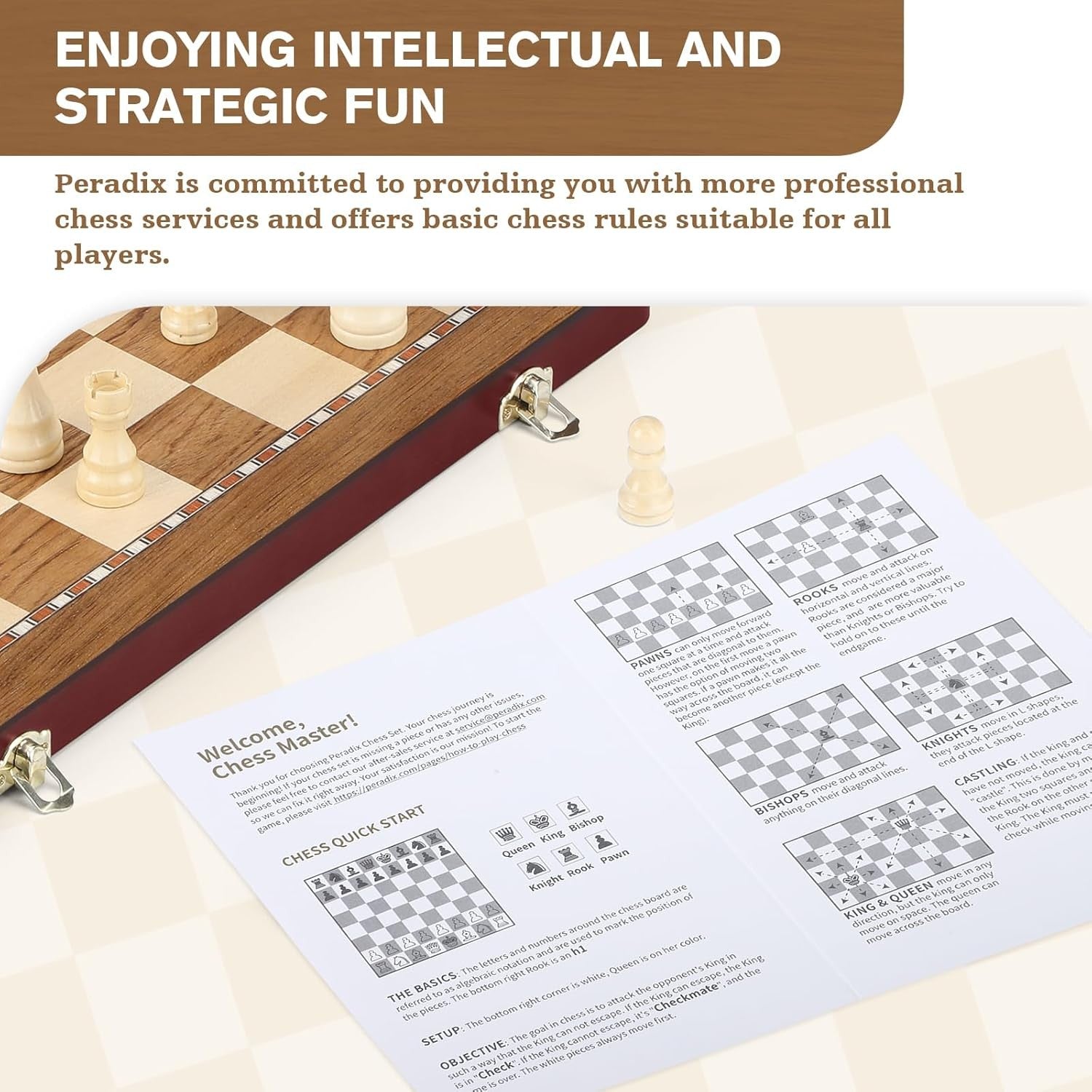 38cm Magnetic Wooden Folding Chess Set with Extra Queens & Storage Box