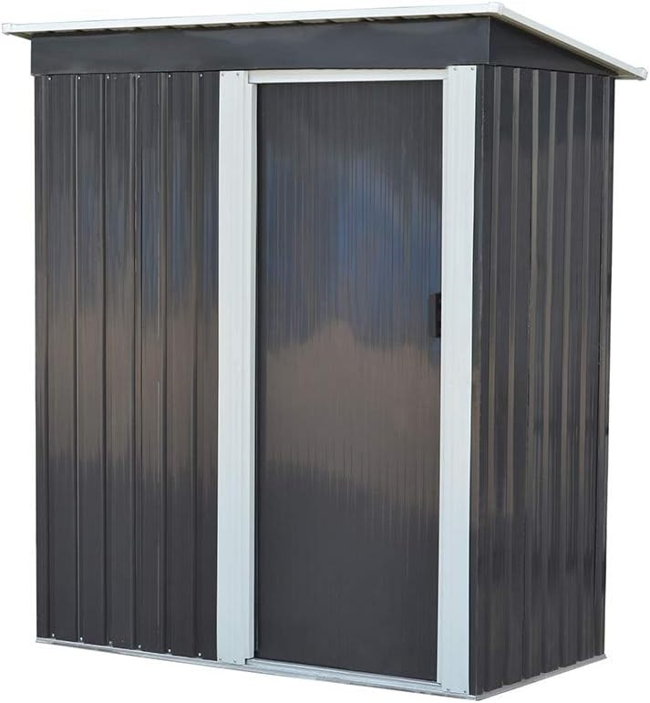 5x2.5FT Metal Garden Shed Lockable Tool Storage House Grey