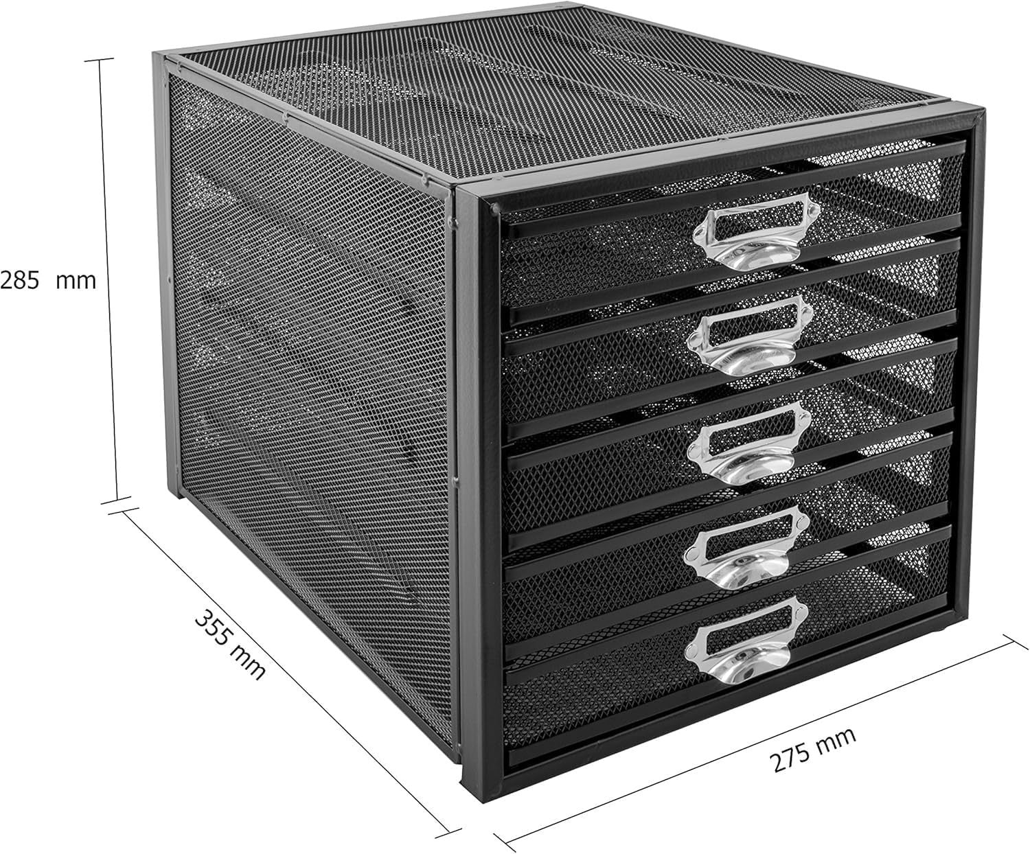 5-Tier Black Wire Mesh Desk Organizer Tray for A4 Files & Documents