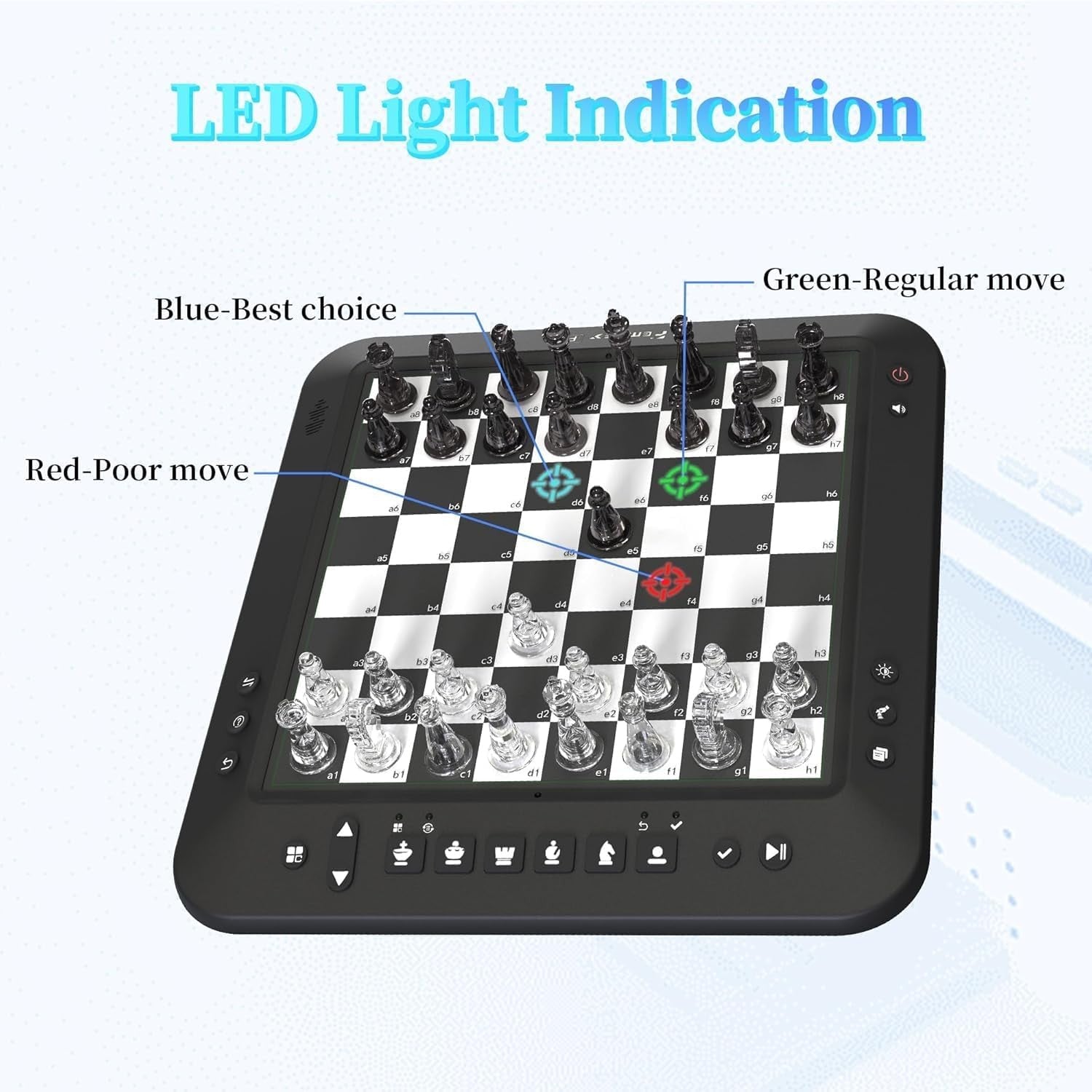 Electronic Chess Set Computer Board w/ LED Lights & Magnetic Pieces