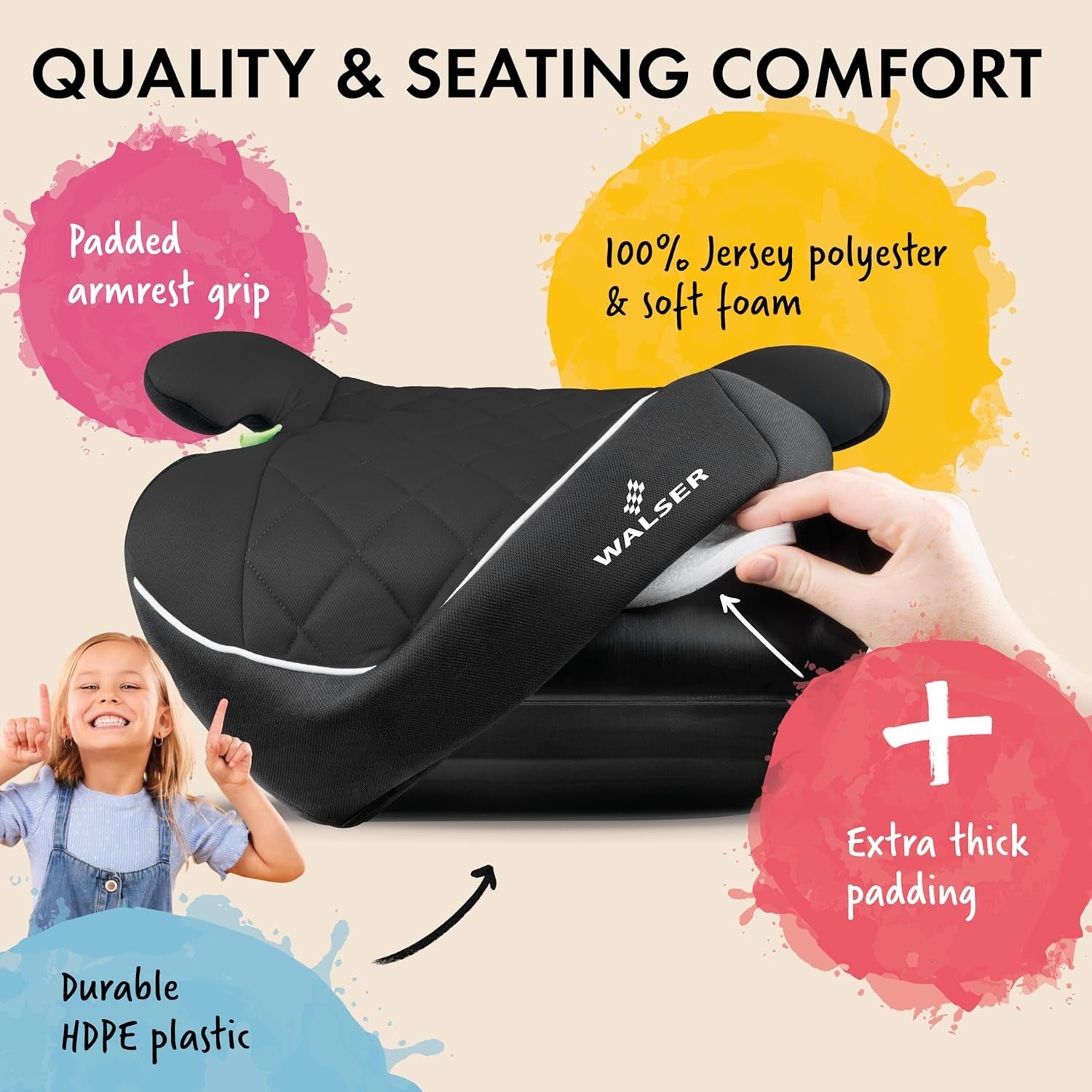 ISOFIX Child Booster Seat 125–150cm R129 Padded Safe Travel Car Seat