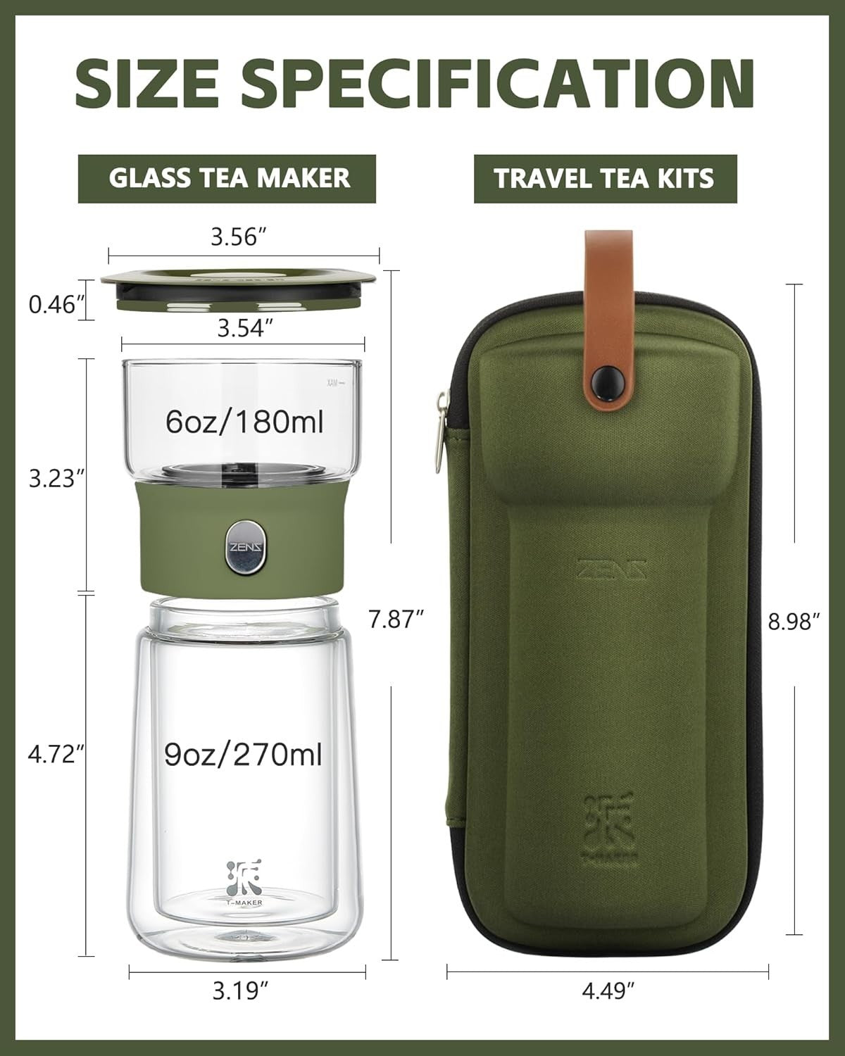 Smart Tea Maker 270ml One Touch Glass Infuser Set with Cup & Case