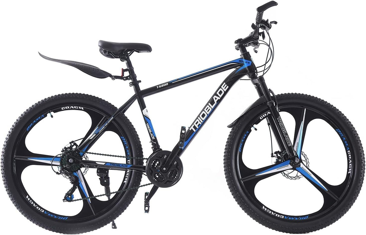 26" 21-Speed Mens Mountain Bike Dual Disc Brakes Alloy Frame MTB Black