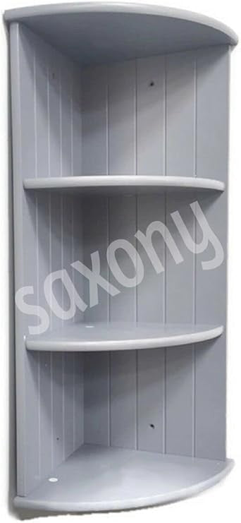 3 Tier Grey Corner Wall Shelf Bathroom Kitchen Storage Unit Modern Display