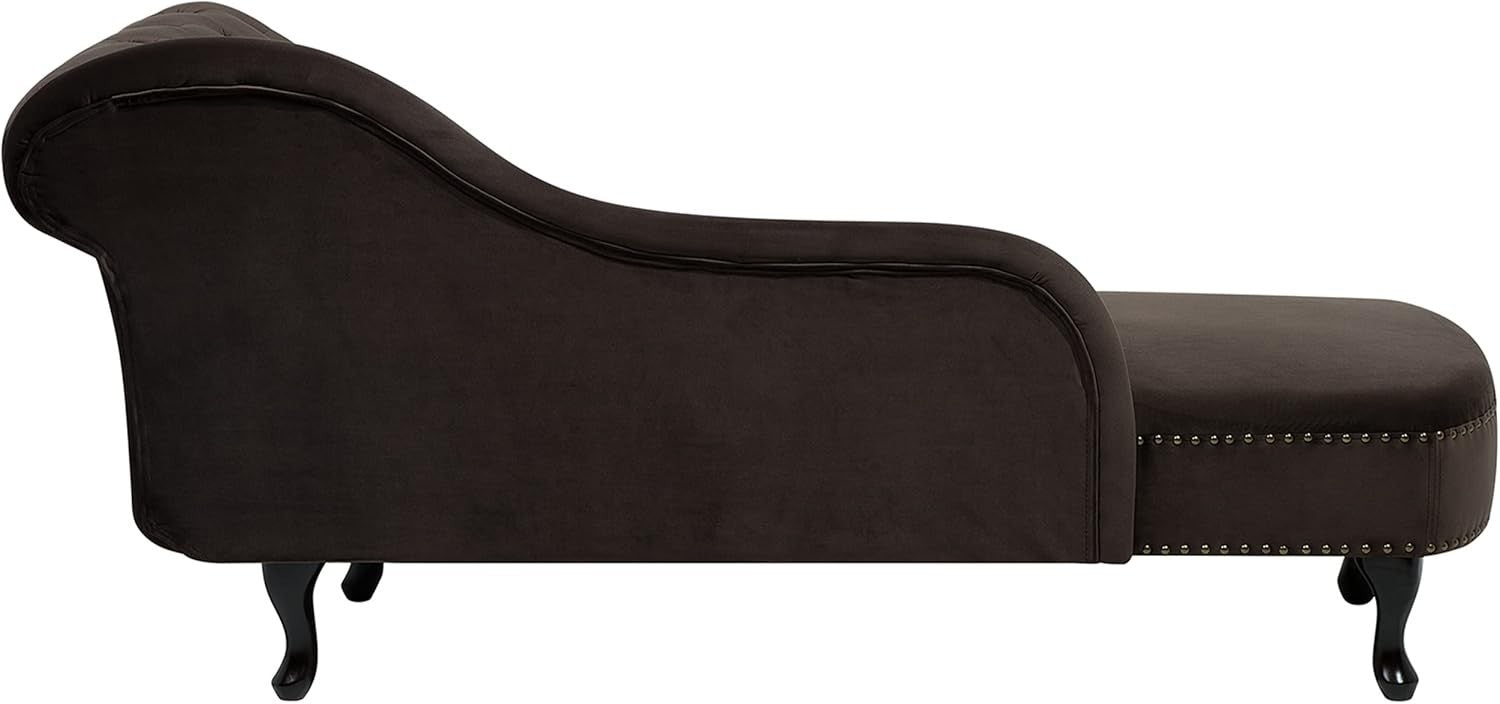 Brown Right Hand Chesterfield Chaise Lounge Velvet Fabric Classic Design