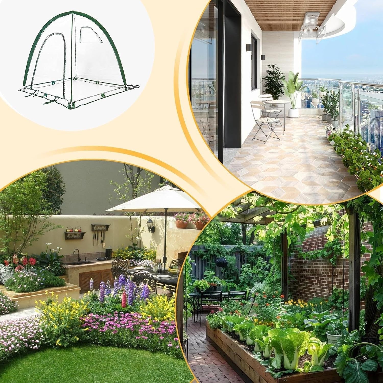 Portable PVC Pop-Up Greenhouse Tent Cold Frost Plant Protector 43x43x41cm