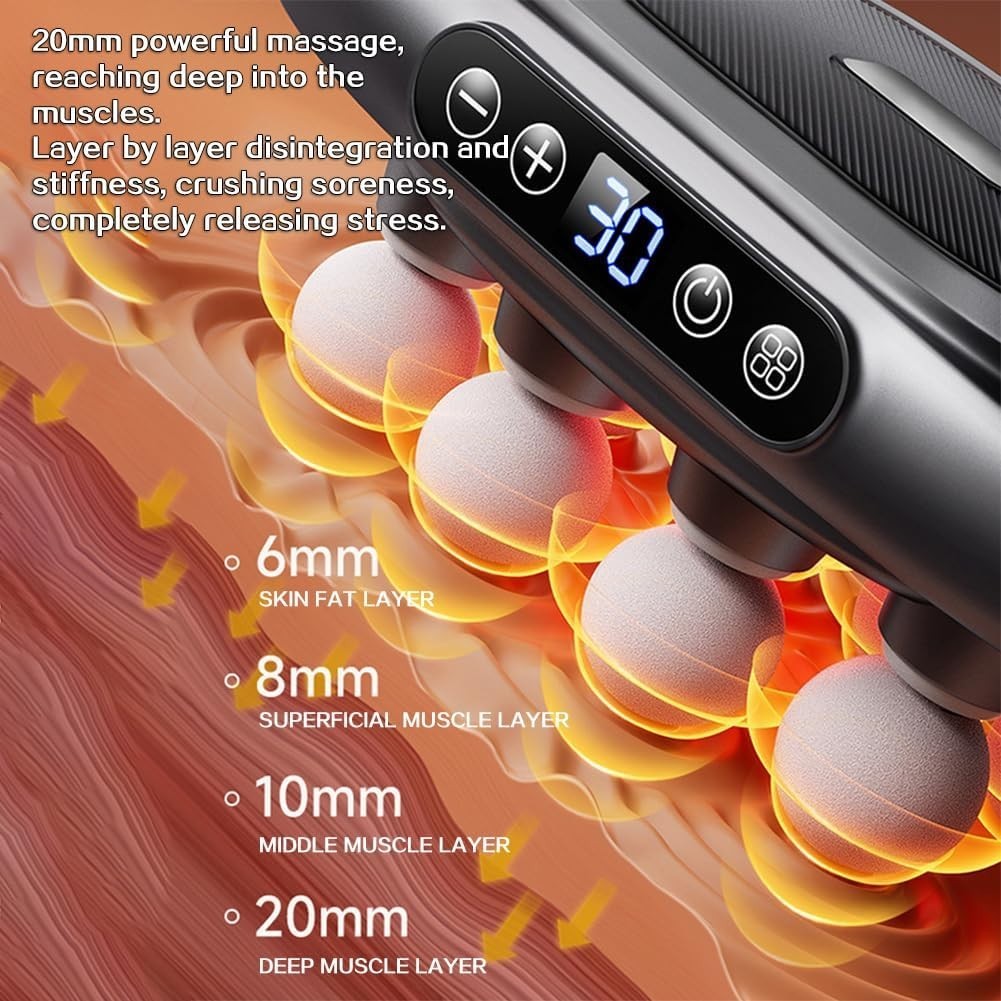 16 Head Deep Tissue Massage Gun Full Body Muscle Relief 30 Speeds LCD Quiet