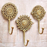 3pcs Boho Gold Brass Wall Hooks Vintage Coat Rack