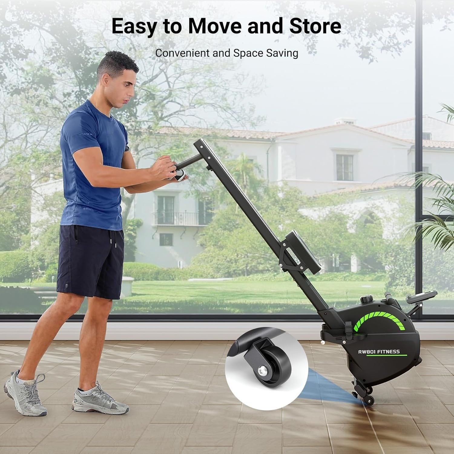 Magnetic Rowing Machine 16-Level Quiet Resistance Bluetooth LCD Dual Rail 350LB