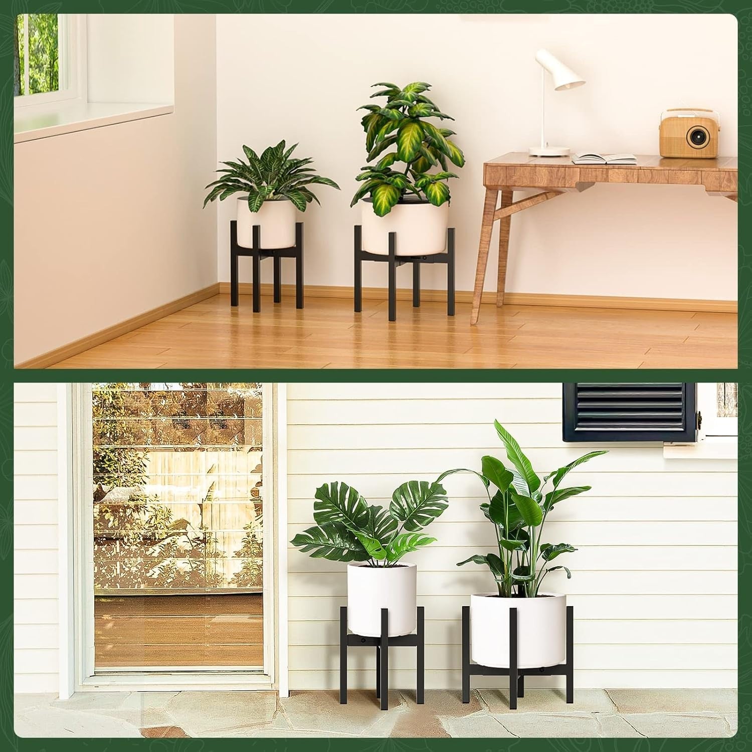 Adjustable Metal Plant Stand 23–35cm Tall Indoor Outdoor Flower Pot Holder